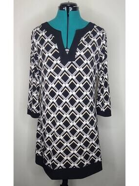 White House Black Market WHBM geometric print tunic dress - medium